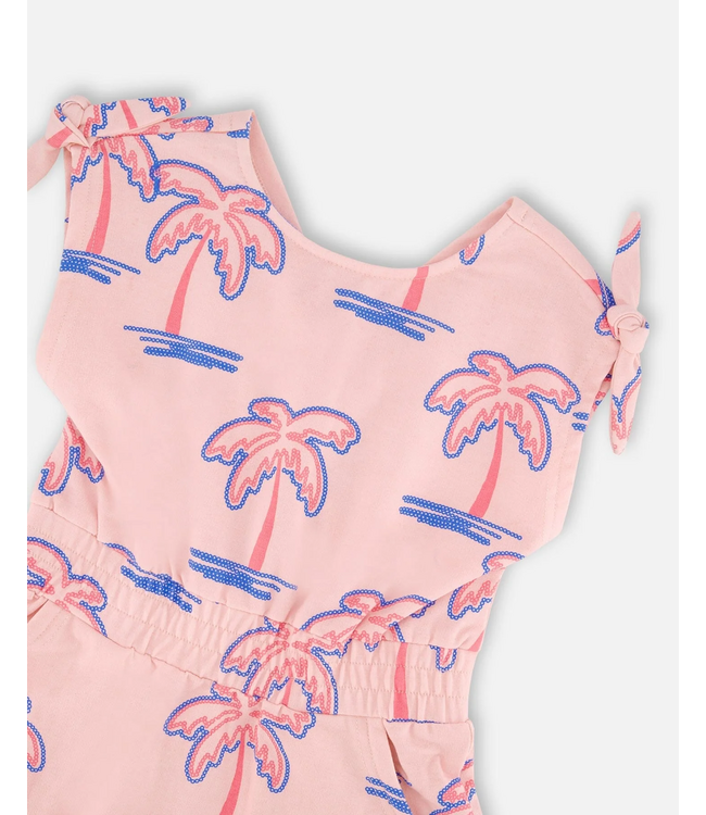 Deux par Deux Deux par Deux Sleeveless French Terry Dress Printed Palm Trees
