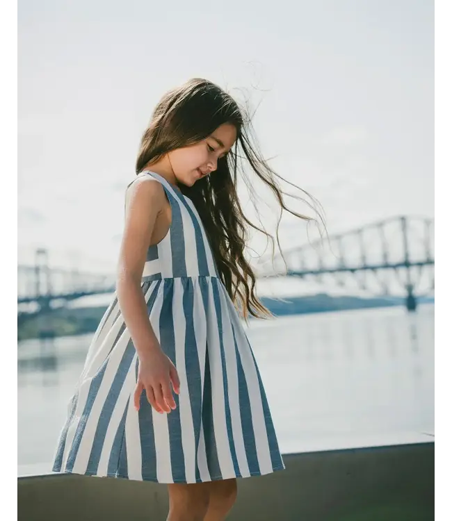 Deux par Deux Deux par Deux Sleeveless Blue Striped Dress