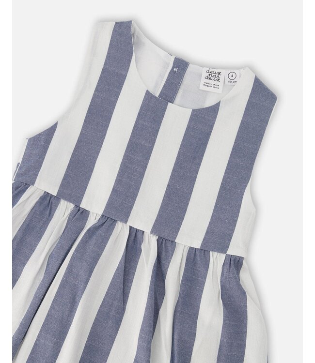 Deux par Deux Deux par Deux Sleeveless Blue Striped Dress