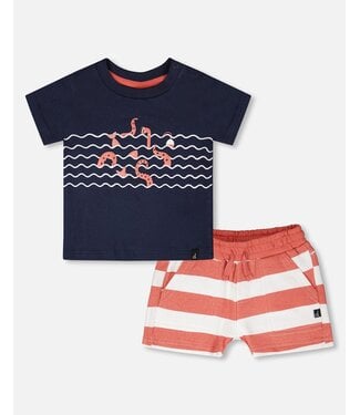 Deux par Deux Deux par Deux Tee & Short Set in Mood Indigo