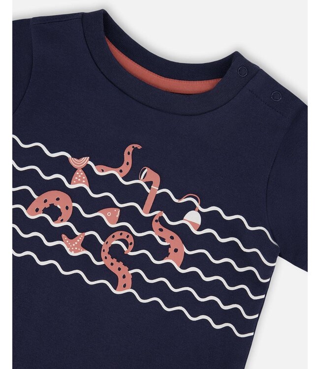 Deux par Deux Deux par Deux Tee & Short Set in Mood Indigo