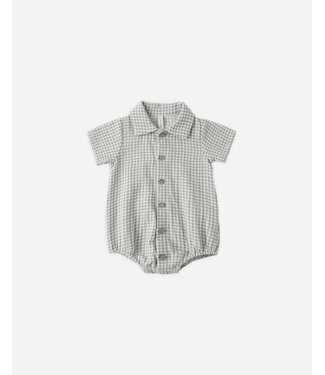 Quincy Mae Quincy Mae Matteo Romper in Sage Gingham