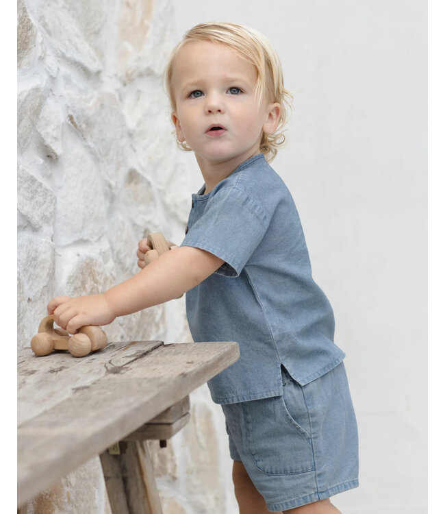 Quincy Mae Utility Chambray Shorts