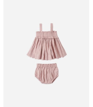 Quincy Mae Quincy Mae Smocked Top + Bloomer Set in Mauve