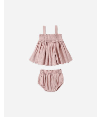 Quincy Mae Smocked Top + Bloomer Set in Mauve