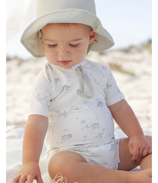 Quincy Mae Zip Rashguard One-Piece in Dinosaur