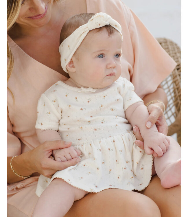 Quincy Mae Pointelle Skirted Bodysuit in Petit Fleur