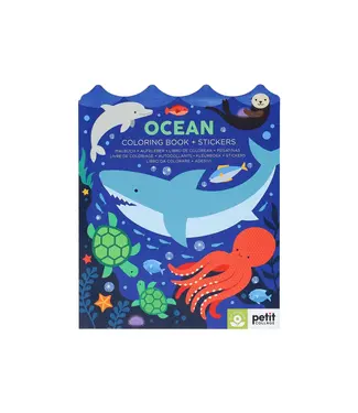 Petit Collage Petit Collage Colouring Book + Stickers Ocean