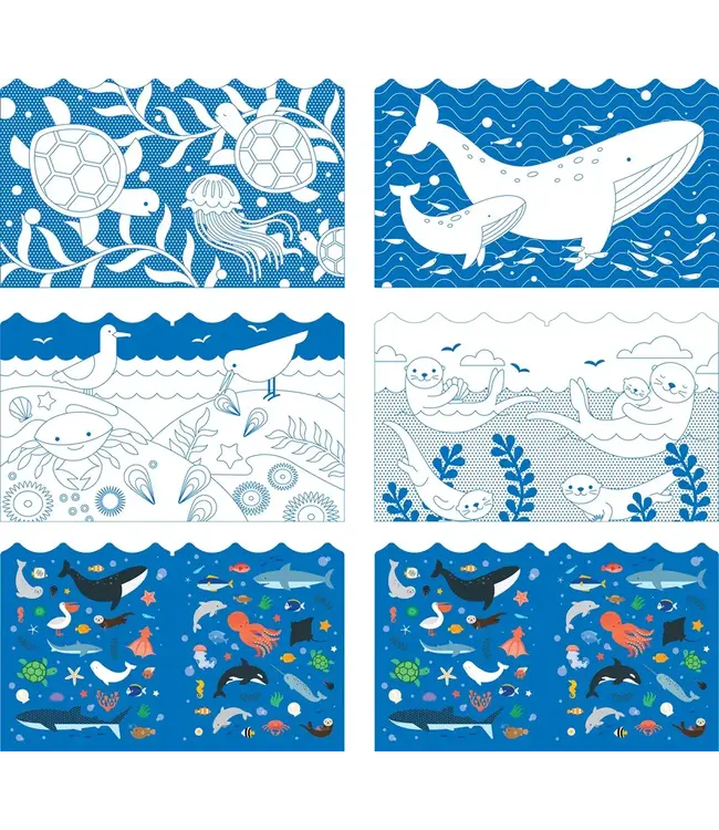 Petit Collage Colouring Book + Stickers Ocean