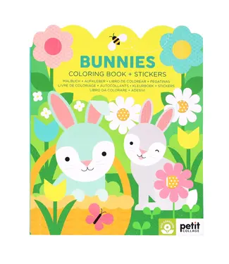 Petit Collage Colouring Book + Stickers Bunnies