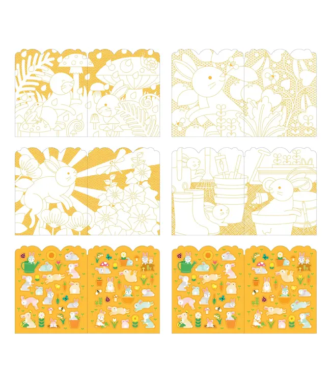 Petit Collage Colouring Book + Stickers Bunnies
