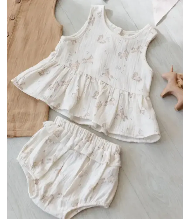 Quincy Mae Sleeveless Peplum Set Unicorns