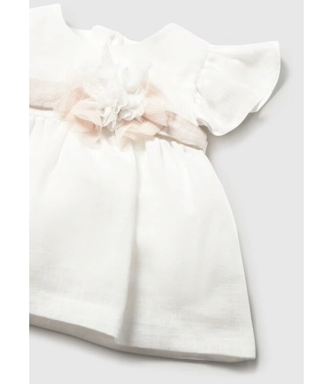 Mayoral Mayoral Infant Linen Flutter Sleeve Dress