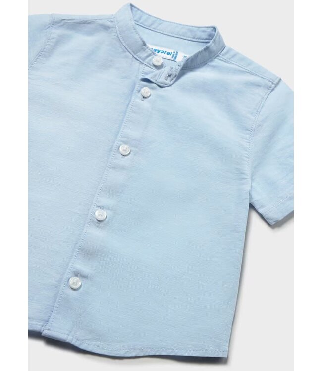 Mayoral Mayoral Short Sleeve Linen Mao Collar Shirt