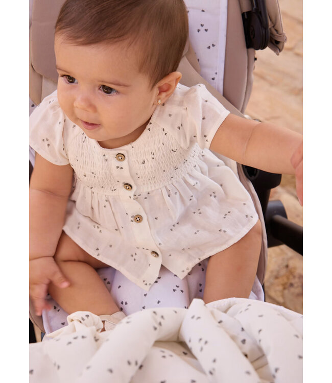 Mayoral Mayoral Infant Smocked Top and Bloomer Set Ceramica Hearts