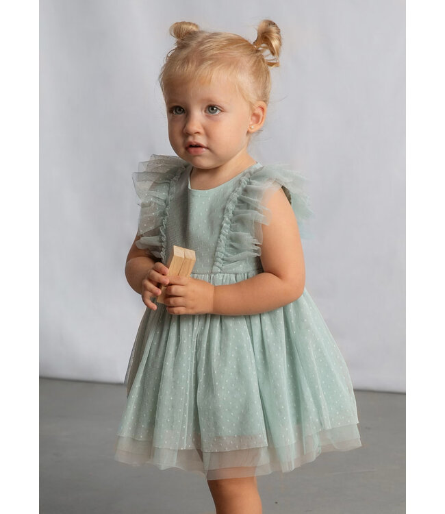 Mayoral Mayoral Infant Tulle Flutter Sleeve Dress with Headband