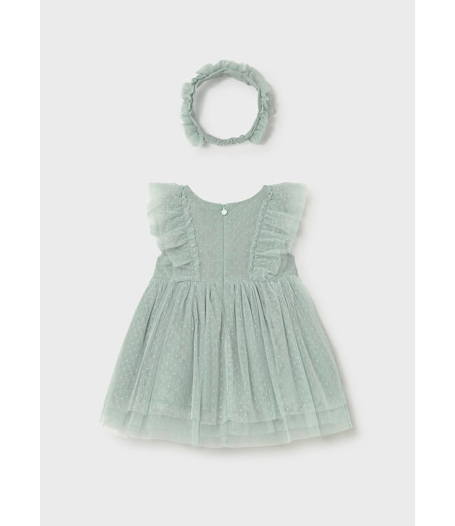 Mayoral Mayoral Infant Tulle Flutter Sleeve Dress with Headband