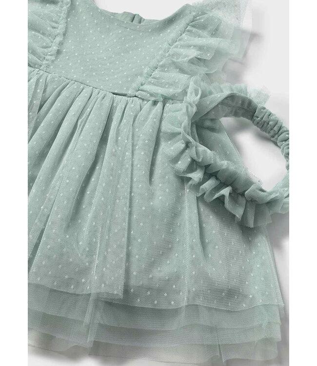 Mayoral Mayoral Infant Tulle Flutter Sleeve Dress with Headband