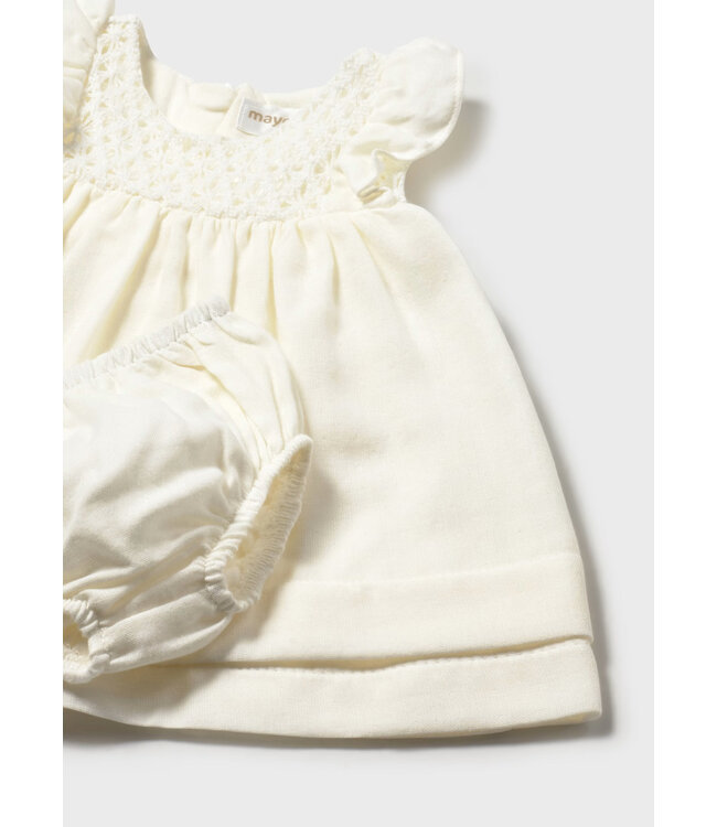 Mayoral Mayoral Flutter Sleeve Dress Ceramica Cream