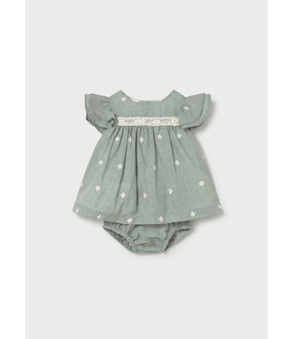 Mayoral Mayoral Embroidered Flutter Sleeve Dress Aqua Green