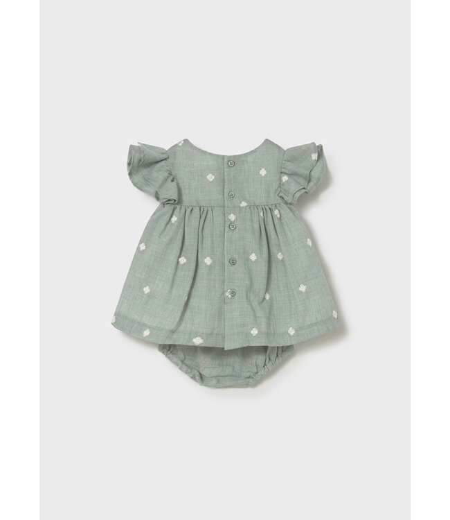 Mayoral Mayoral Embroidered Flutter Sleeve Dress Aqua Green