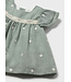 Mayoral Mayoral Embroidered Flutter Sleeve Dress Aqua Green