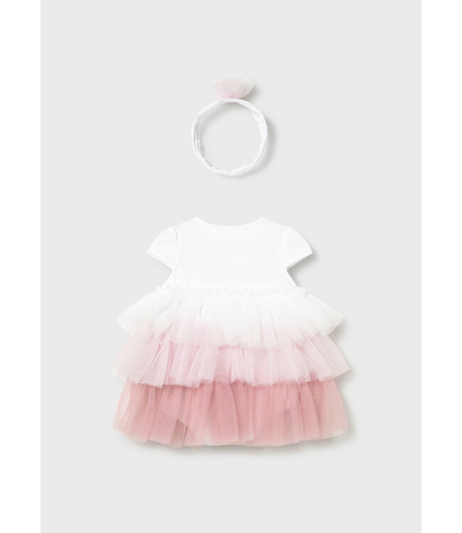 Mayoral Mayoral Tiered Onesie Tulle Dress Rosa
