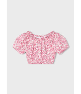 Mayoral Mayoral Dobby Top Candy Pink Floral Print