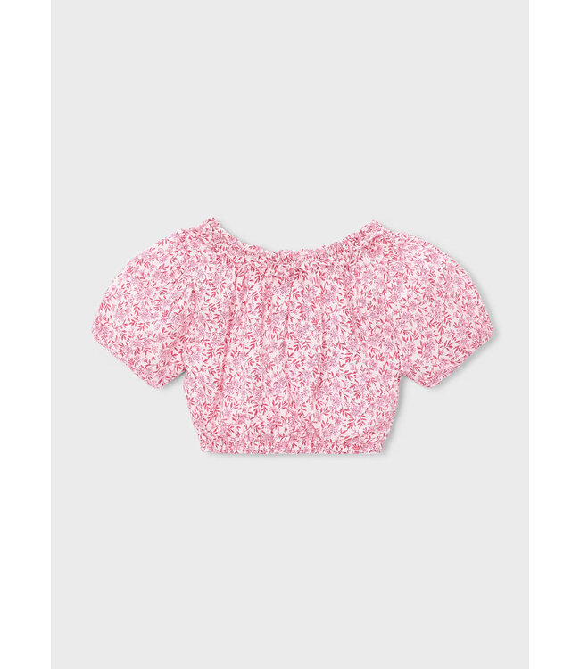 Mayoral Dobby Top Candy Pink Floral Print