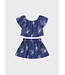Mayoral Mayoral Linen Floral Embroidered Skirt Set Navy