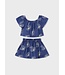 Mayoral Mayoral Linen Floral Embroidered Skirt Set Navy