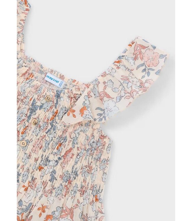Mayoral Mayoral Smocked Flutter Sleeve Top Floral