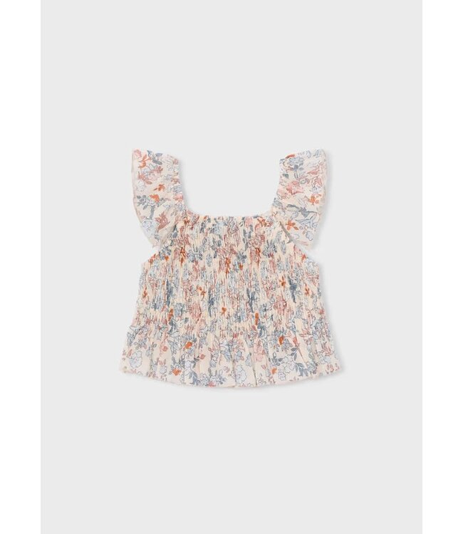 Mayoral Mayoral Smocked Flutter Sleeve Top Floral