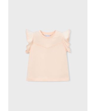 Mayoral Mayoral Picot Lace Trim T-Shirt Peach