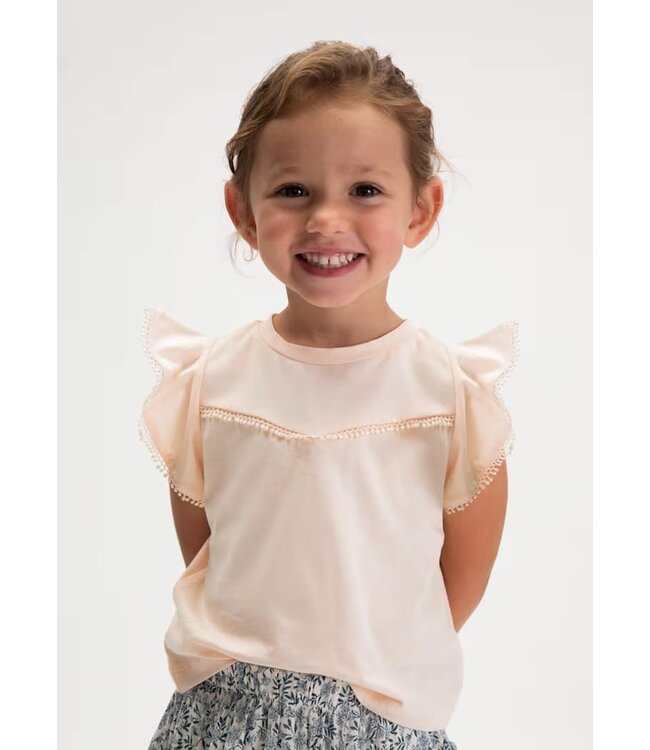 Mayoral Mayoral Picot Lace Trim T-Shirt Peach