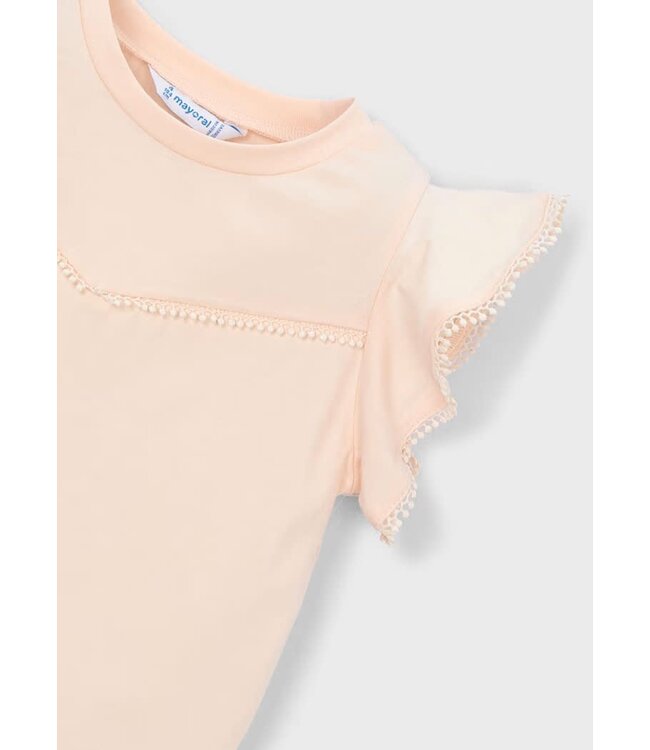 Mayoral Mayoral Picot Lace Trim T-Shirt Peach
