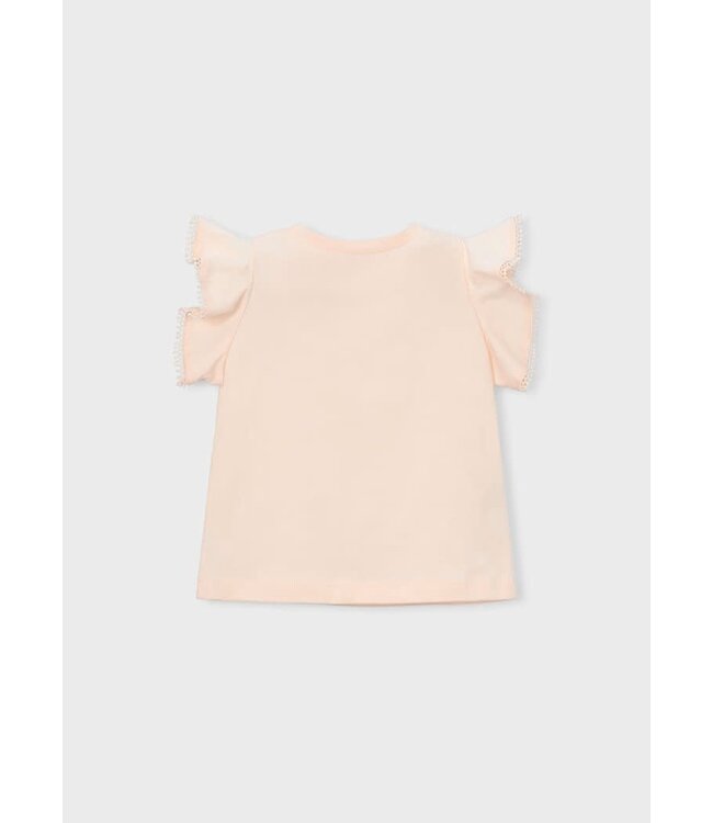 Mayoral Mayoral Picot Lace Trim T-Shirt Peach