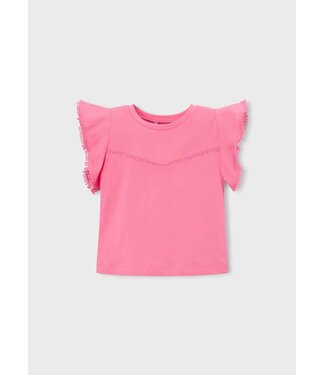 Mayoral Mayoral Picot Lace Trim T-Shirt Geranium Pink