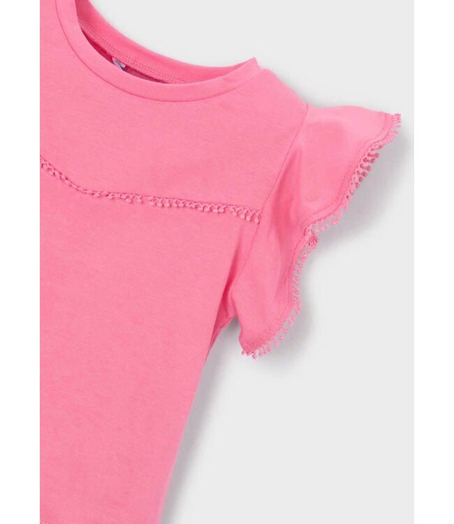 Mayoral Mayoral Picot Lace Trim T-Shirt Geranium Pink