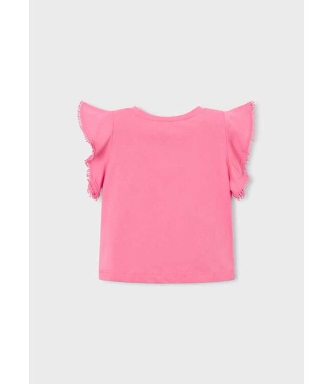 Mayoral Mayoral Picot Lace Trim T-Shirt Geranium Pink