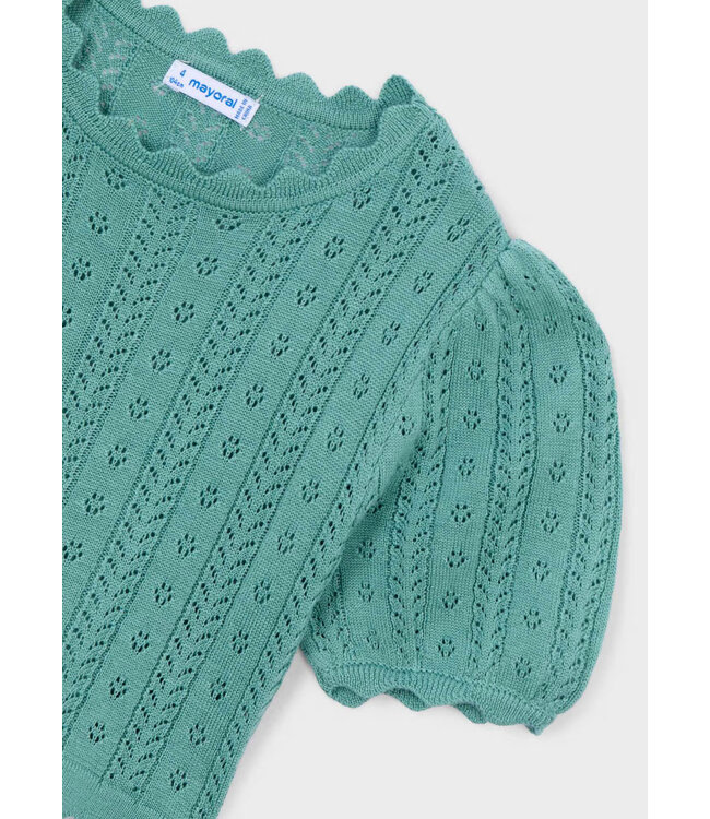 Mayoral Mayoral Crochet Short Sleeve Knit Top Teal