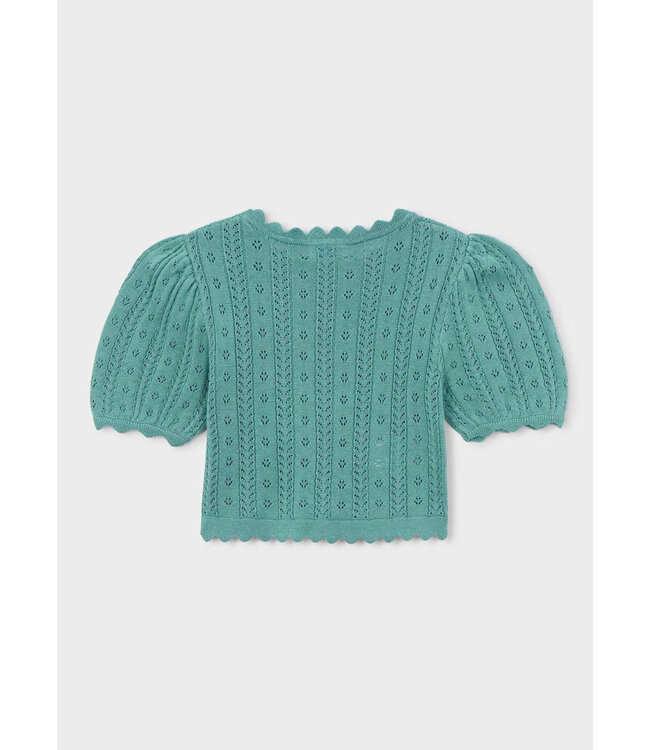 Mayoral Mayoral Crochet Short Sleeve Knit Top Teal
