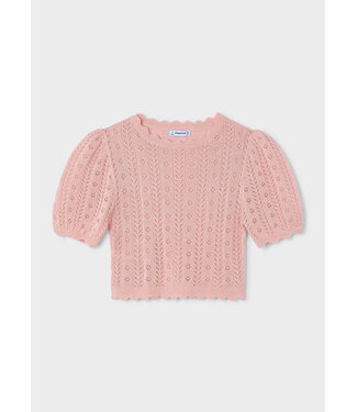 Mayoral Mayoral Crochet Short Sleeve Knit Top Blossom