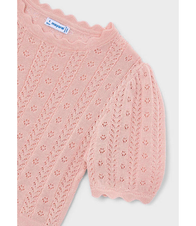 Mayoral Mayoral Crochet Short Sleeve Knit Top Blossom