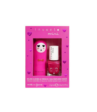 Inuwet Duo Cherry Lip Balm + Pink Nail Polish