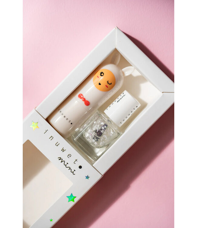Inuwet Inuwet Duo White Cotton Candy Lip Balm + Stars Nail Polish