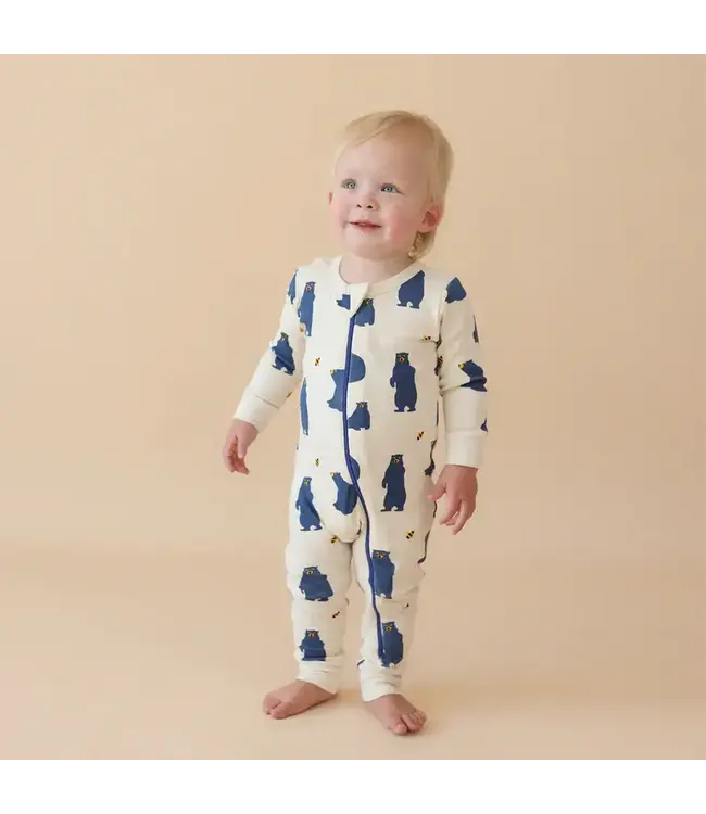 Parade Organics Baby Co. Organic Zip Romper Blue Bears