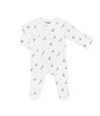 Coccoli Coccoli Cotton-Modal Zipper Footie Boats on Cream