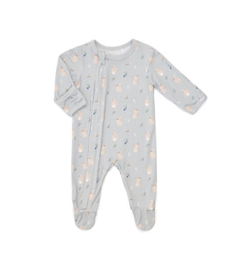 Coccoli Coccoli Modal Zipper Footie Rabbits on Mercury