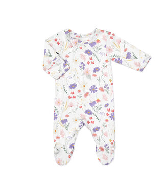 Coccoli Coccoli Modal Zipper Footie Flowers on Cream